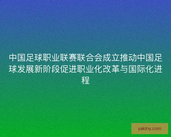 中国足球职业联赛联合会成立推动中国足球发展新阶段促进职业化改革与国际化进程