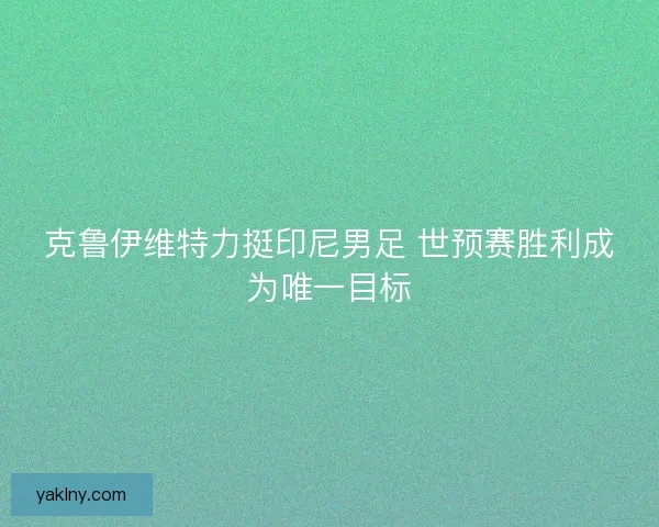 克鲁伊维特力挺印尼男足 世预赛胜利成为唯一目标