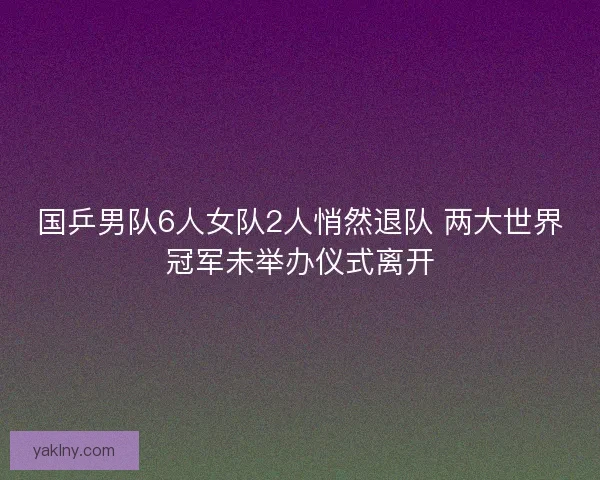 国乒男队6人女队2人悄然退队 两大世界冠军未举办仪式离开